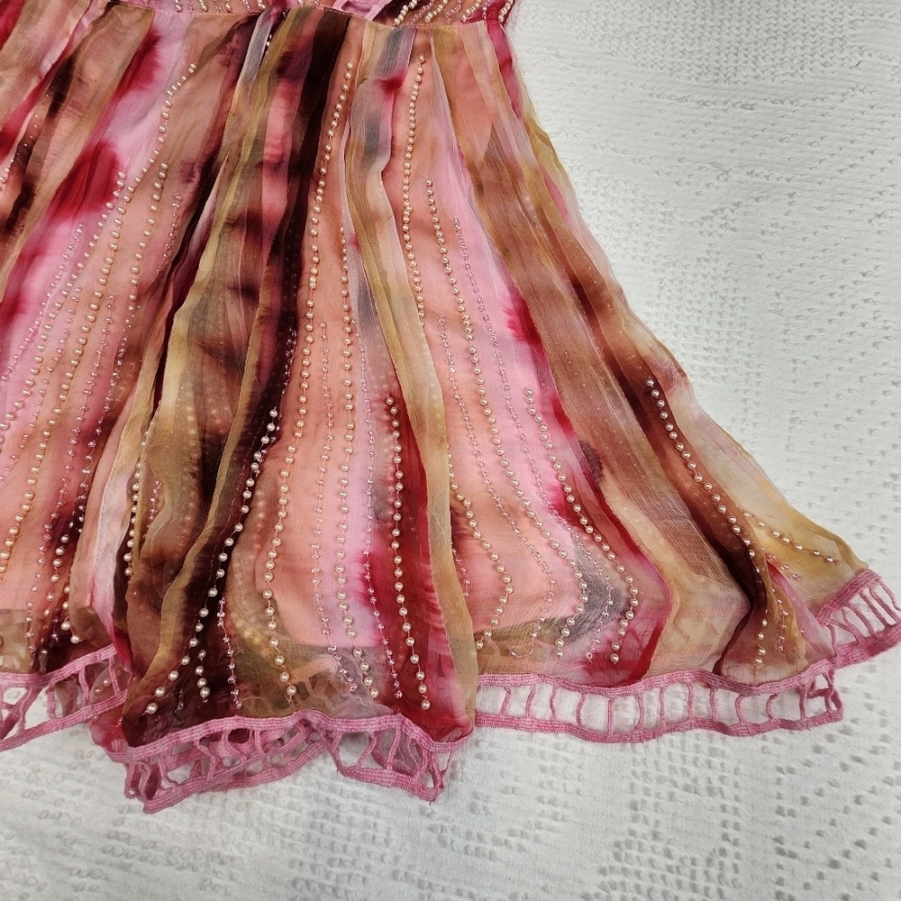Cecelia De Bucourt NWT Pink Handcrafted Beaded Dress Size Small - Picture 10 of 13